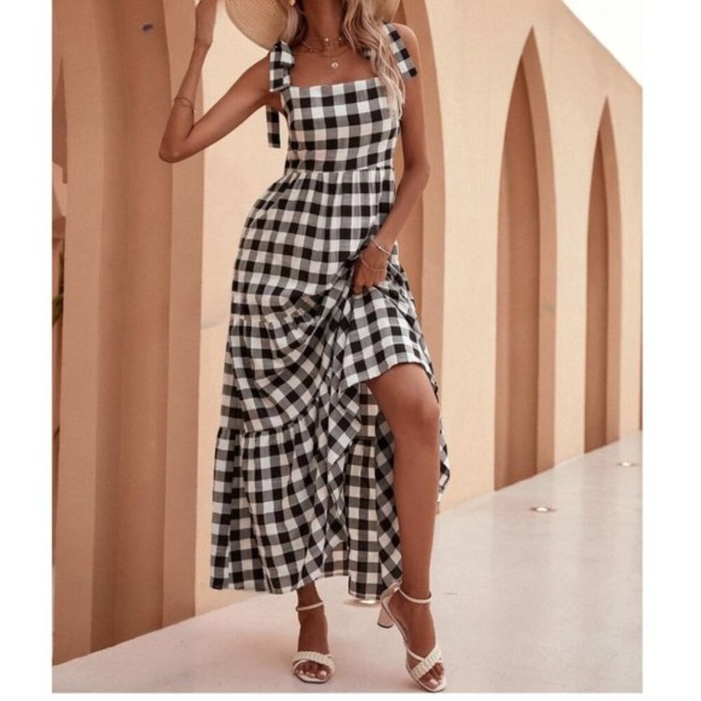 Plaid Pattern Turtleneck Drop Shoulder Sweater